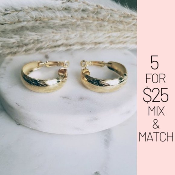 Jewelry - !!!!!!!5 for $25 Gold Color Wide Hoop Earrings 1'